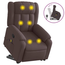 vidaXL Massagesessel mit Aufstehhilfe Dunkelbraun Stoff