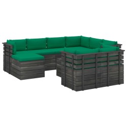 10-tlg. Garten-Sofagarnitur aus Paletten mit Kissen Kiefernholz