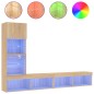 vidaXL 4-tlg. Wohnwand mit LED-Beleuchtung Sonoma-Eiche Holzwerkstoff vidaXL 4-tlg. Wohnwand mit LED-Beleuchtung Sonoma-Eiche Holzwerkstoff
