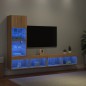 vidaXL 4-tlg. Wohnwand mit LED-Beleuchtung Sonoma-Eiche Holzwerkstoff vidaXL 4-tlg. Wohnwand mit LED-Beleuchtung Sonoma-Eiche Holzwerkstoff