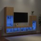 vidaXL 4-tlg. Wohnwand mit LED-Beleuchtung Sonoma-Eiche Holzwerkstoff vidaXL 4-tlg. Wohnwand mit LED-Beleuchtung Sonoma-Eiche Holzwerkstoff