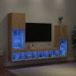 vidaXL 4-tlg. Wohnwand mit LED-Beleuchtung Sonoma-Eiche Holzwerkstoff vidaXL 4-tlg. Wohnwand mit LED-Beleuchtung Sonoma-Eiche Holzwerkstoff
