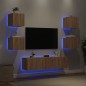 vidaXL 6-tlg. Wohnwand mit LED-Beleuchtung Sonoma-Eiche Holzwerkstoff vidaXL 6-tlg. Wohnwand mit LED-Beleuchtung Sonoma-Eiche Holzwerkstoff