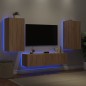 vidaXL 4-tlg. Wohnwand mit LED-Beleuchtung Sonoma-Eiche Holzwerkstoff vidaXL 4-tlg. Wohnwand mit LED-Beleuchtung Sonoma-Eiche Holzwerkstoff
