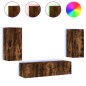 vidaXL 4-tlg. Wohnwand mit LED-Beleuchtung Räuchereiche Holzwerkstoff vidaXL 4-tlg. Wohnwand mit LED-Beleuchtung Räuchereiche Holzwerkstoff