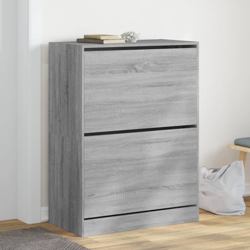 vidaXL Schuhschrank mit 2 Klappen Grau Sonoma 80x42x108 cm vidaXL Schuhschrank mit 2 Klappen Grau Sonoma 80x42x108 cm