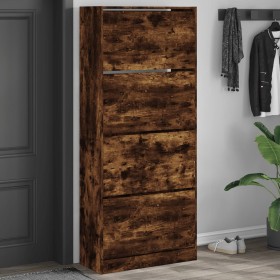 vidaXL Schuhschrank mit 4 Klappen Räuchereiche 80x34x187,5 cm