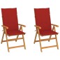 Gartenstühle 2 Stk. mit Roten Kissen Massivholz Teak Gartenstühle 2 Stk. mit Roten Kissen Massivholz Teak