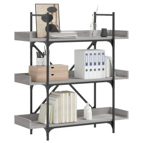 vidaXL Bücherregal 3 Böden Grau Sonoma 100x33x108,5 cm Holzwerkstoff
