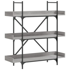 vidaXL Bücherregal 3 Böden Grau Sonoma 100x33x108,5 cm Holzwerkstoff