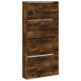 vidaXL Schuhschrank mit 4 Klappen Räuchereiche 80x21x163,5 cm