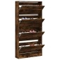 vidaXL Schuhschrank mit 4 Klappen Räuchereiche 80x21x163,5 cm vidaXL Schuhschrank mit 4 Klappen Räuchereiche 80x21x163,5 cm
