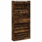 vidaXL Schuhschrank mit 4 Klappen Räuchereiche 80x21x163,5 cm vidaXL Schuhschrank mit 4 Klappen Räuchereiche 80x21x163,5 cm