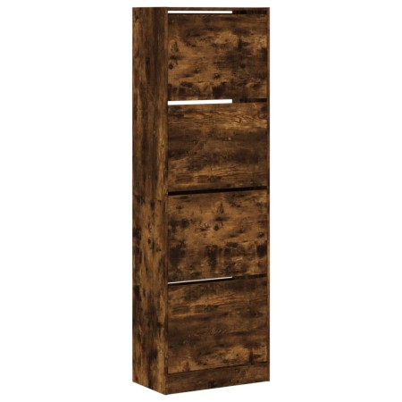 vidaXL Schuhschrank mit 4 Klappen Räuchereiche 60x34x187,5 cm