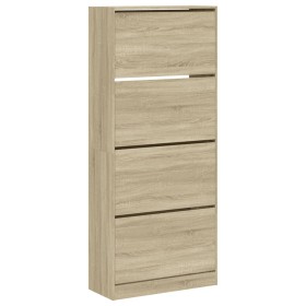vidaXL Schuhschrank mit 4 Klappen Sonoma-Eiche 80x34x187,5 cm