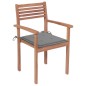 vidaXL Gartenstühle 2 Stk. mit Grauen Kissen Massivholz Teak vidaXL Gartenstühle 2 Stk. mit Grauen Kissen Massivholz Teak