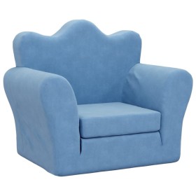vidaXL Schlafsofa für Kinder Blau Weich Plüsch