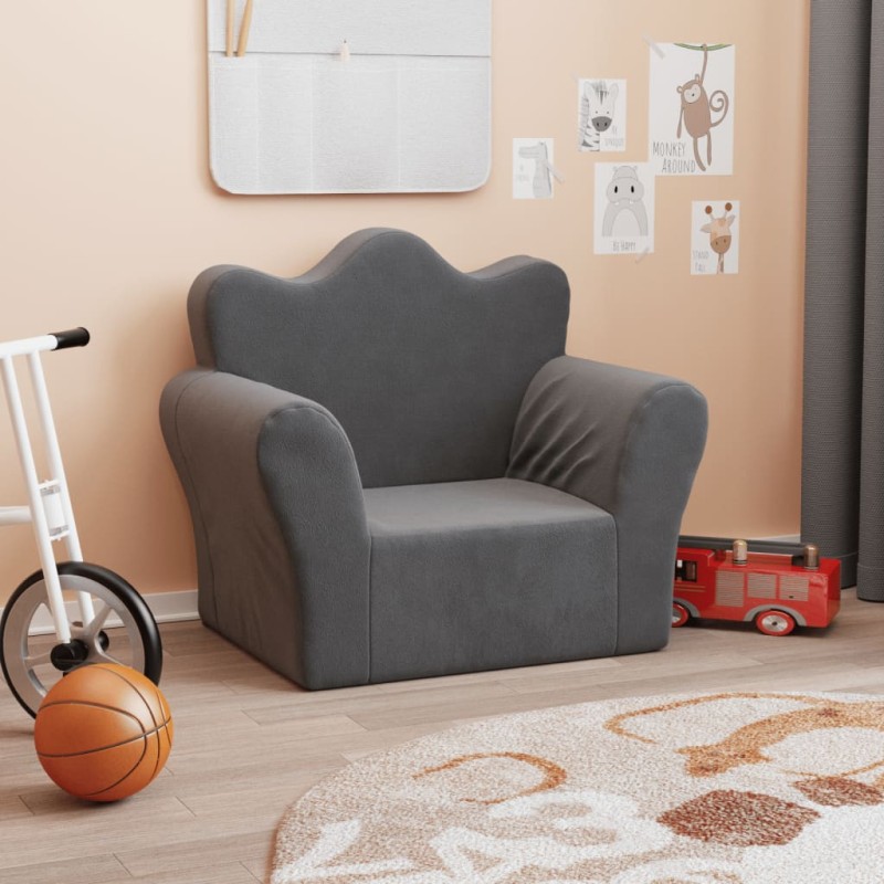 vidaXL Kindersofa Anthrazit Weich Plüsch vidaXL Kindersofa Anthrazit Weich Plüsch