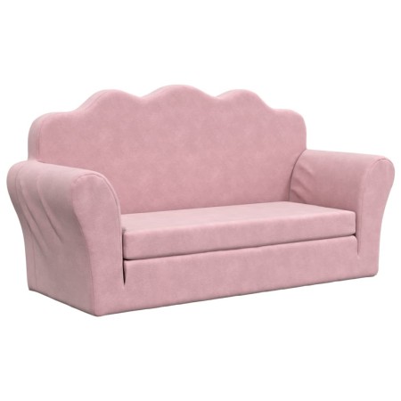 vidaXL Kinder-Schlafsofa 2-Sitzer Rosa Weicher Plüsch