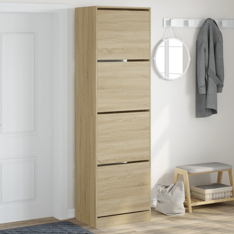 vidaXL Schuhschrank mit 4 Klappen Sonoma-Eiche 60x42x204 cm vidaXL Schuhschrank mit 4 Klappen Sonoma-Eiche 60x42x204 cm