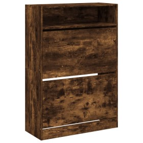 vidaXL Schuhschrank mit 2 Klappen Räuchereiche 80x34x116 cm
