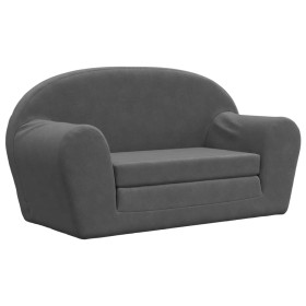 vidaXL Kinder-Schlafsofa 2-Sitzer Anthrazit Weicher Plüsch