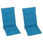 Gartenstühle 2 Stk. mit Blauen Auflagen Massivholz Teak Gartenstühle 2 Stk. mit Blauen Auflagen Massivholz Teak