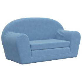 vidaXL Kinder-Schlafsofa 2-Sitzer Blau Weicher Plüsch