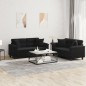 vidaXL 2-tlg. Sofagarnitur mit Kissen Schwarz Mikrofasergewebe vidaXL 2-tlg. Sofagarnitur mit Kissen Schwarz Mikrofasergewebe