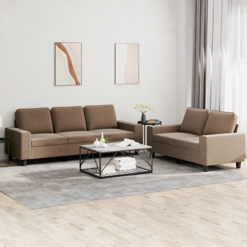 vidaXL 2-tlg. Sofagarnitur Braun Stoff vidaXL 2-tlg. Sofagarnitur Braun Stoff