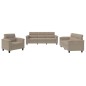 vidaXL 3-tlg. Sofagarnitur mit Kissen Taupe Mikrofasergewebe vidaXL 3-tlg. Sofagarnitur mit Kissen Taupe Mikrofasergewebe