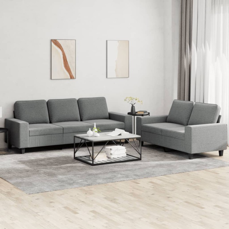 vidaXL 2-tlg. Sofagarnitur Dunkelgrau Stoff vidaXL 2-tlg. Sofagarnitur Dunkelgrau Stoff