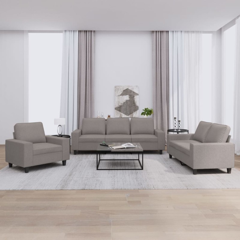 vidaXL 3-tlg. Sofagarnitur Taupe Stoff vidaXL 3-tlg. Sofagarnitur Taupe Stoff