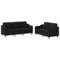 vidaXL 2-tlg. Sofagarnitur mit Kissen Schwarz Stoff vidaXL 2-tlg. Sofagarnitur mit Kissen Schwarz Stoff