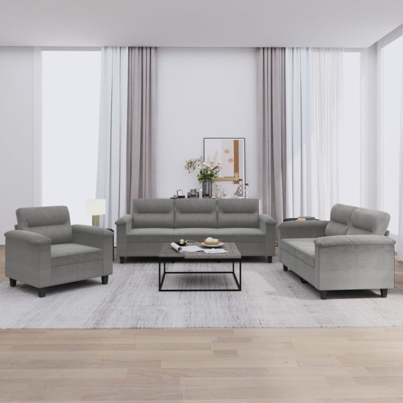 vidaXL 3-tlg. Sofagarnitur mit Kissen Dunkelgrau Mikrofasergewebe vidaXL 3-tlg. Sofagarnitur mit Kissen Dunkelgrau Mikrofasergewebe