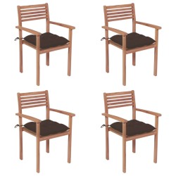Gartenstühle 4 Stk. mit Taupe Kissen Massivholz Teak
