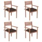 Gartenstühle 4 Stk. mit Taupe Kissen Massivholz Teak Gartenstühle 4 Stk. mit Taupe Kissen Massivholz Teak