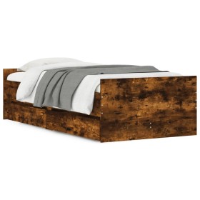 vidaXL Bettgestell mit Schubladen Räuchereiche 90x200 cm
