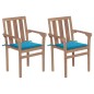 Gartenstühle 2 Stk. mit Blauen Kissen Teak Massivholz Gartenstühle 2 Stk. mit Blauen Kissen Teak Massivholz