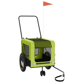 vidaXL Fahrradanhänger Hunde Grün und Schwarz Oxford-Gewebe & Eisen