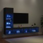 vidaXL 4-tlg. Wohnwand mit LED-Beleuchtung Schwarz Holzwerkstoff vidaXL 4-tlg. Wohnwand mit LED-Beleuchtung Schwarz Holzwerkstoff
