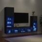 vidaXL 4-tlg. Wohnwand mit LED-Beleuchtung Schwarz Holzwerkstoff vidaXL 4-tlg. Wohnwand mit LED-Beleuchtung Schwarz Holzwerkstoff