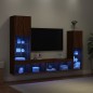 vidaXL 4-tlg. Wohnwand mit LED-Beleuchtung Braun Eiche Holzwerkstoff vidaXL 4-tlg. Wohnwand mit LED-Beleuchtung Braun Eiche Holzwerkstoff