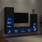 vidaXL 4-tlg. Wohnwand mit LED-Beleuchtung Schwarz Holzwerkstoff vidaXL 4-tlg. Wohnwand mit LED-Beleuchtung Schwarz Holzwerkstoff