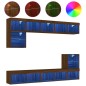 vidaXL 8-tlg. Wohnwand mit LED-Beleuchtung Braun Eichen-Optik vidaXL 8-tlg. Wohnwand mit LED-Beleuchtung Braun Eichen-Optik