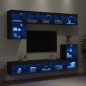 vidaXL 8-tlg. Wohnwand mit LED-Beleuchtung Schwarz Holzwerkstoff vidaXL 8-tlg. Wohnwand mit LED-Beleuchtung Schwarz Holzwerkstoff