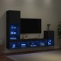 vidaXL 4-tlg. Wohnwand mit LED-Beleuchtung Schwarz Holzwerkstoff vidaXL 4-tlg. Wohnwand mit LED-Beleuchtung Schwarz Holzwerkstoff