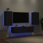 vidaXL 4-tlg. Wohnwand mit LED-Beleuchtung Schwarz Holzwerkstoff vidaXL 4-tlg. Wohnwand mit LED-Beleuchtung Schwarz Holzwerkstoff
