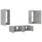 vidaXL 4-tlg. Wohnwand mit LED-Beleuchtung Betongrau Holzwerkstoff vidaXL 4-tlg. Wohnwand mit LED-Beleuchtung Betongrau Holzwerkstoff