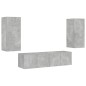 vidaXL 4-tlg. Wohnwand mit LED-Beleuchtung Betongrau Holzwerkstoff vidaXL 4-tlg. Wohnwand mit LED-Beleuchtung Betongrau Holzwerkstoff